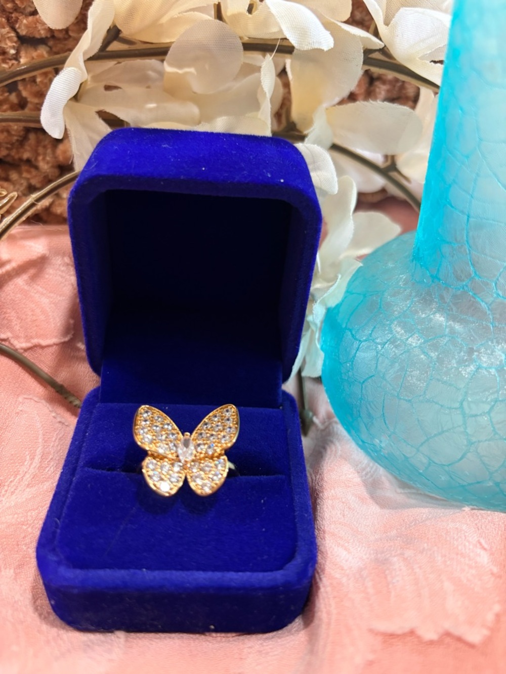 18kt Rose Gold filled Butterfly AAA cz Ring size 8